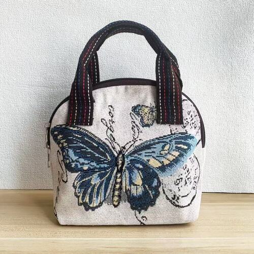 New ethnic style canvas bag for middle-aged women, embroidered jacquard, commuting mobile phone, change, shell-shaped portable bag