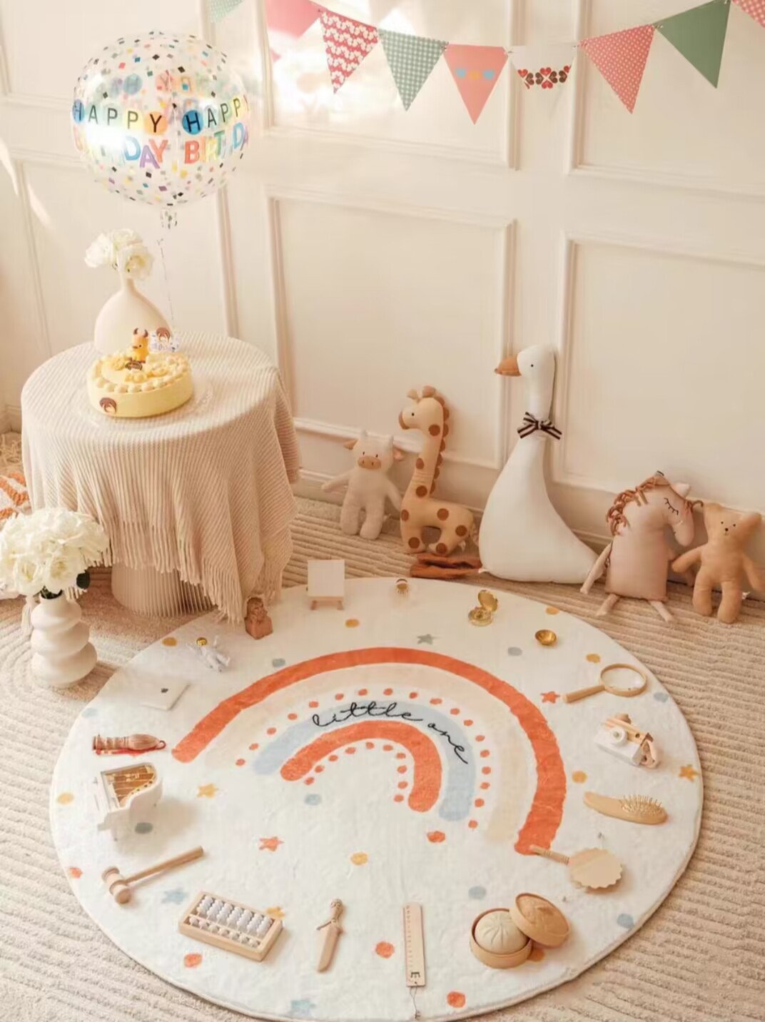Baby's first birthday rug, first birthday gift, baby's name lottery mat, 100-day round rug, baby's first birthday carpet