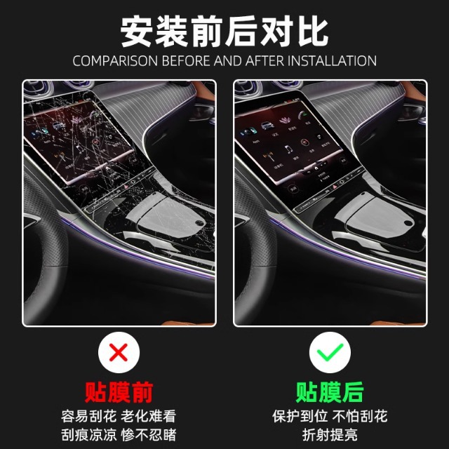 Mercedes-Benz C-Class C260L Interior Protective Film Glc300 Central Control Film Instrument Navigation Screen Tempered Film Modification Decoration