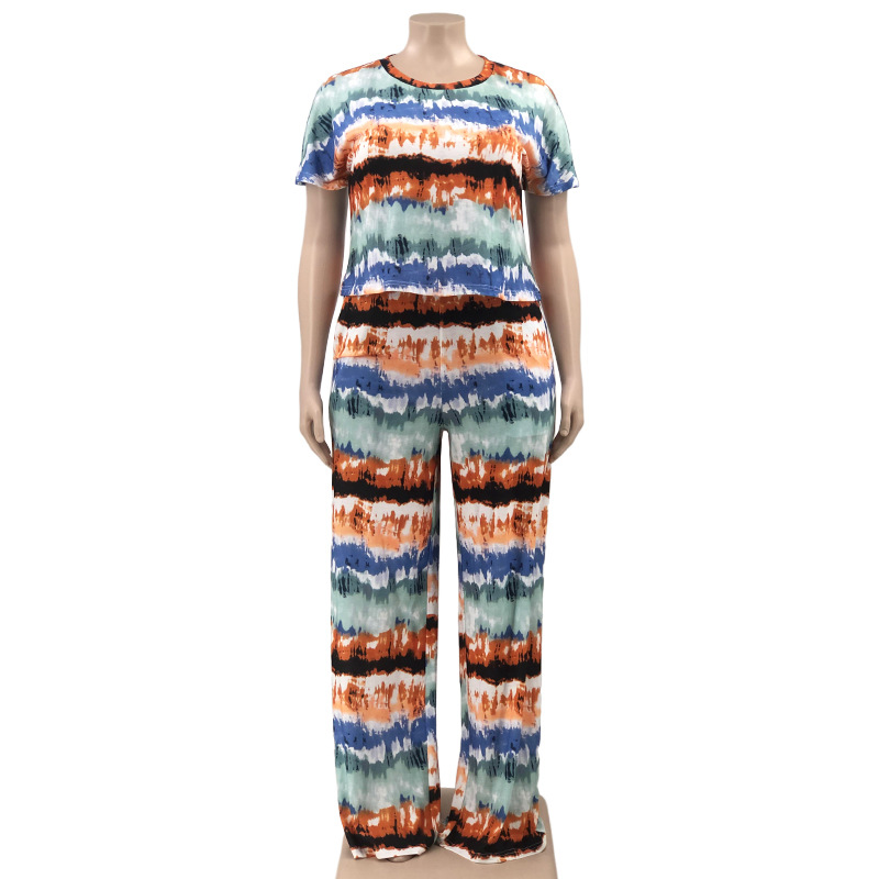Daily Casual Stripe Polyester Pants Sets Plus Size Two-piece Sets display picture 49
