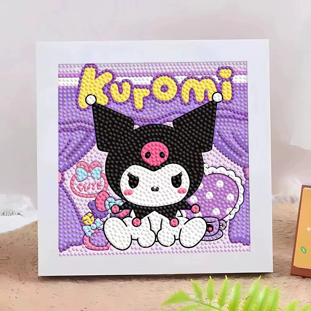 Кристальная вышивка DIY (Kuromi & KT Cat) 17×17 см фоторамка, набор наклеек в стиле мультфильма с полным заполнением