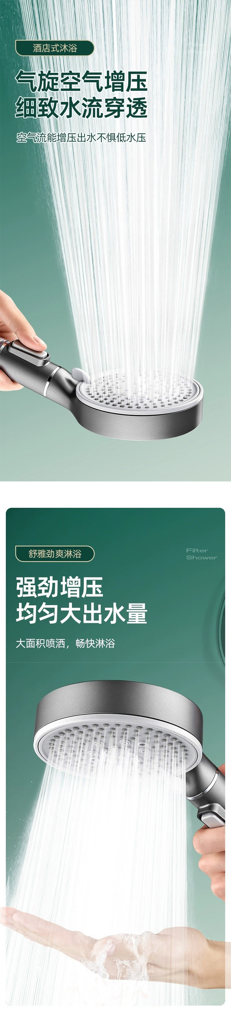 Description Picture 5 of item12CM High Pressure Big Shower Head With Anion Filter 5 Modes Water Saving  Rainfall Shower Faucet Nozzle Bathroom Accessories ﻿