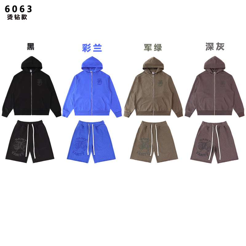 Cross-Border Exclusive Supply of Trendy Brand In-Stock Items: Saint Vanity Printed Rhinestone Trendy Brand Hooded Sweatshirt, Zip-Up Sweatshirt Cross-Border Exclusive Supply of Trendy Brand In-Stock Items: Saint Vanity Printed Rhinestone Trendy Brand Hooded Sweatshirt, Zip-Up Sweatshirt