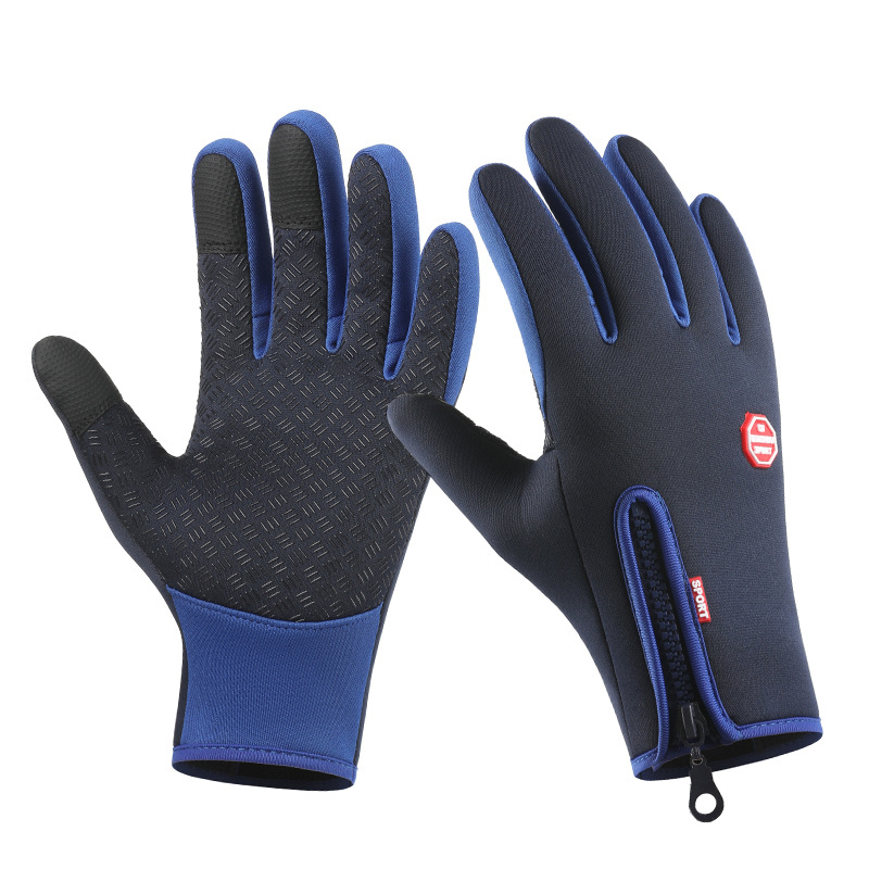 Venta al por mayor deportes al aire libre Otoño e Invierno hombres y mujeres de lana forrada pantalla táctil Cálido impermeable antideslizante montar a prueba de viento guantes