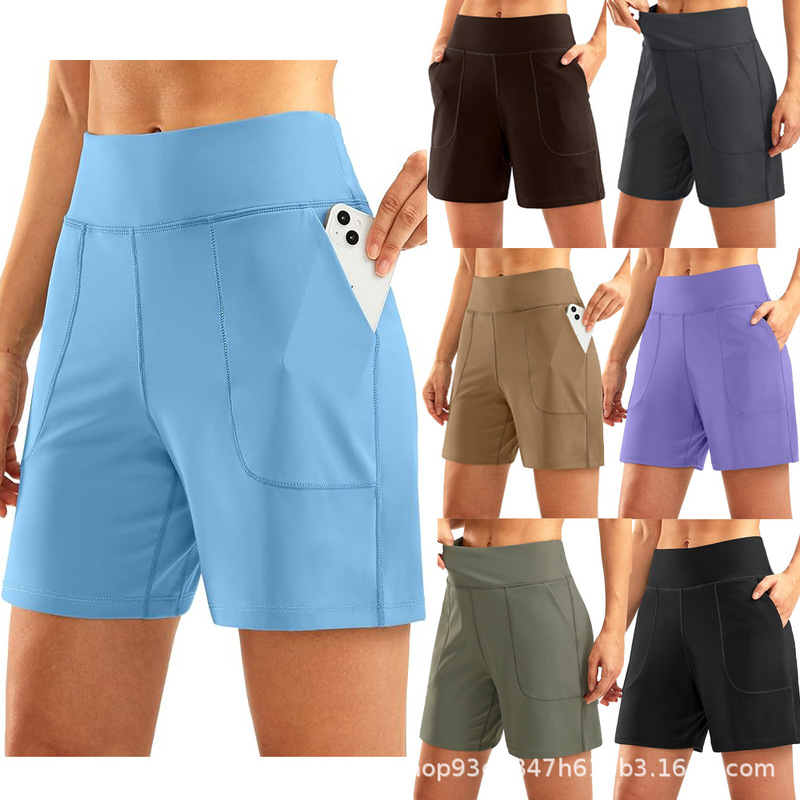 Cross-Border Women's Sports Long and Short Pants with Pockets, High-Waisted Home Casual Running Shorts, Outdoor Activity Casual Pants