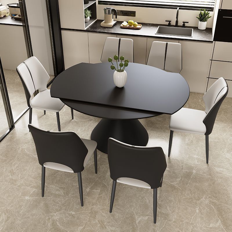Black Rotating Telescopic Italian Dining Table Light Luxury Small Apartment Square and Round Dual-Purpose Round Table Modern Dining Table Home Simple
