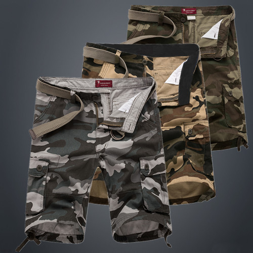 Camuflaje multi-Bolsillo ropa de trabajo pantalones cortos de camuflaje de los hombres de moda estilo militar americano resistente al desgaste verano quinto Pantalones