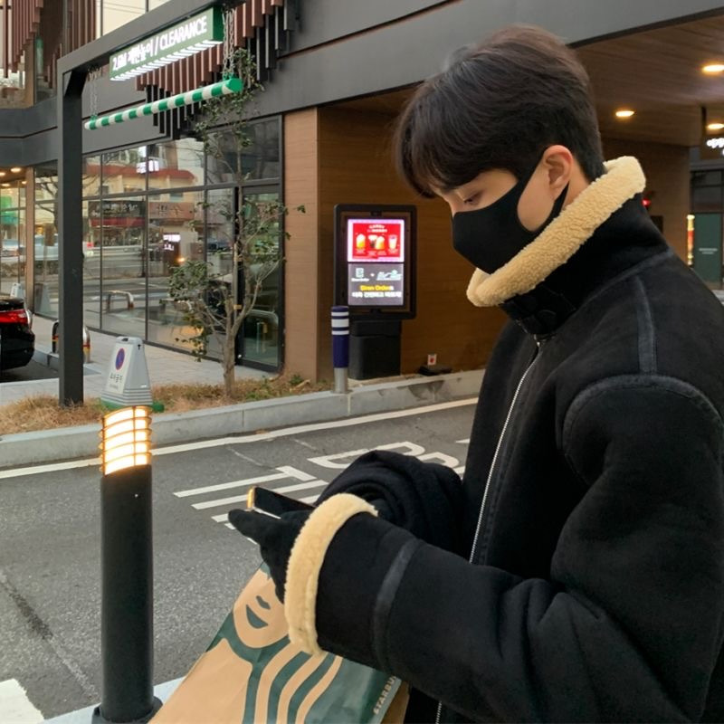 British Yuppie Style Men's Suede Lamb Wool Cotton Coat Coat Winter Men's High Sense Aviator Cotton Jacket