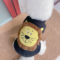 かわいい漫画のライオンの頭のセーターの中で小さい犬の猫のヨークシャーは熊の博美の雪の納瑞より服を編みます。