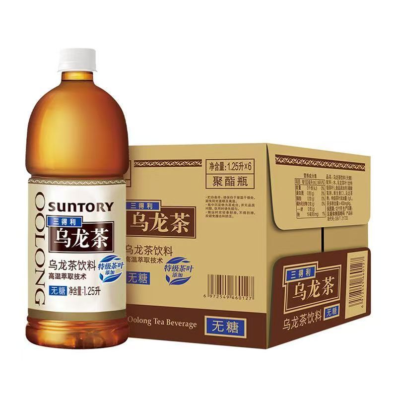 SUNTORY/Suntory Sugar-Free Tea 0-Sugar Oolong Tea Drink 1.25L*6 Bottles Full Box Stocking Pack
