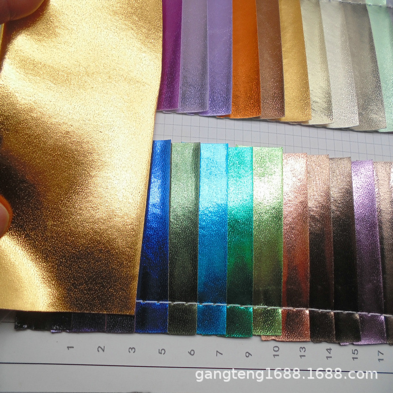 贴膜 金属色覆膜 皮革环保 羊纹亮面 反光电镀膜 细纹纳帕革3696M