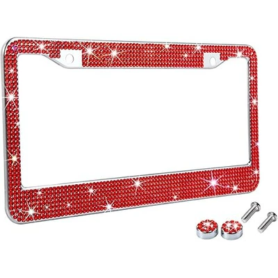 Universal license plate frame with: License plate holder/license plate holder - red