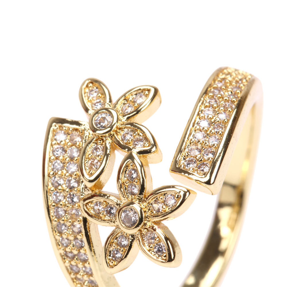 Marguerite Ouverte Mode Incrusté Micro Zircon Index Bague Design Bijoux De Fleurs Simples display picture 3