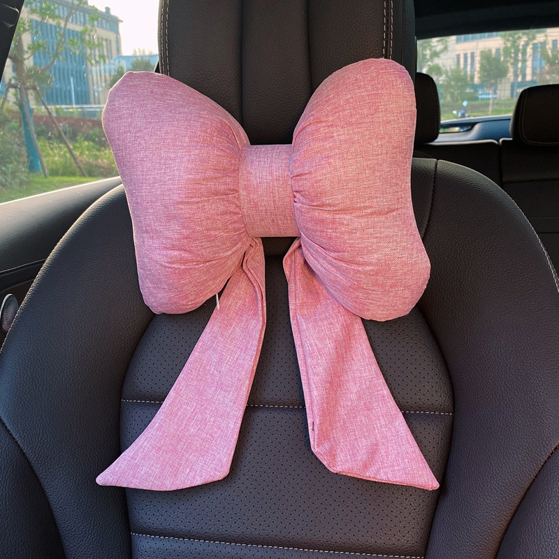 Car Summer Headrest Bow Cushion Pillow Lumbar Cushion Interior Neck Car Four Seasons Universal Supplies Seat Cushion