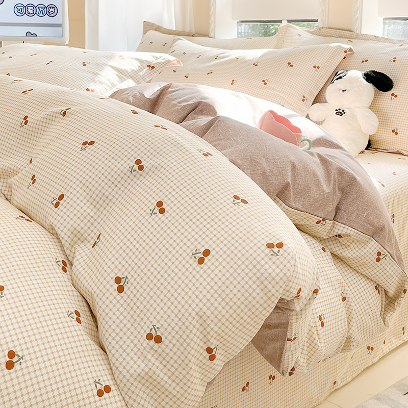 Cama de algodón de cuatro piezas 100 funda de edredón de algodón sábana dormitorio de tres piezas ropa de cama nueva 2025