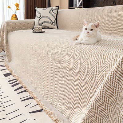 Sofa Throw Cover with Tassels Machine Washable