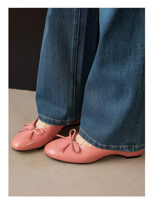 Super Comfortable~Light and Soft~4Cm Height-Increasing Flats for Women, Artistic Sweet Girl Style, Round-Toe Genuine Leather Ballet Shoes, Silent High Heels