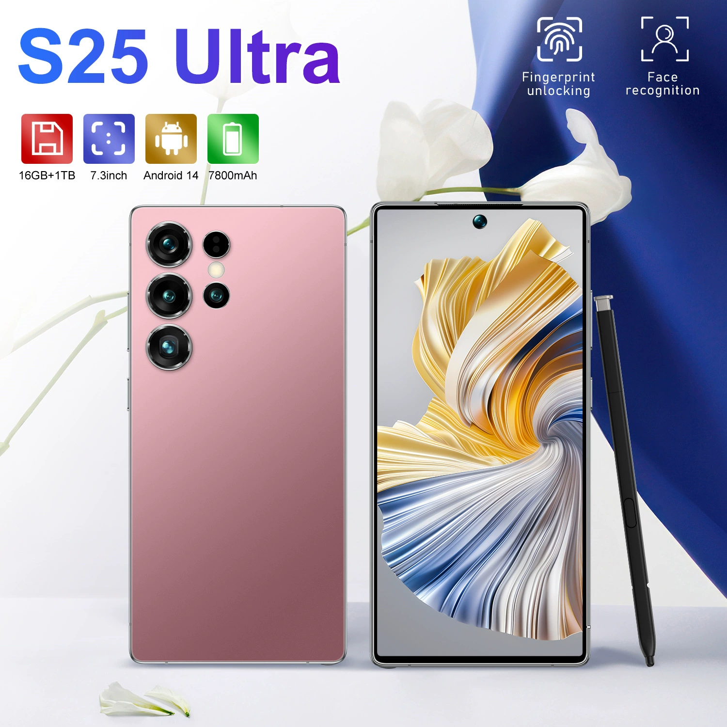 Мобильный телефон S25, 7,3 дюйма, Android 12, 4G