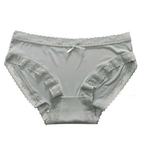 Japanese new style ice silk underwear for women summer thin pure cotton crotch seamless mid-waist lace girls briefs