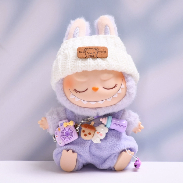 Purple set, hat, overall, camera