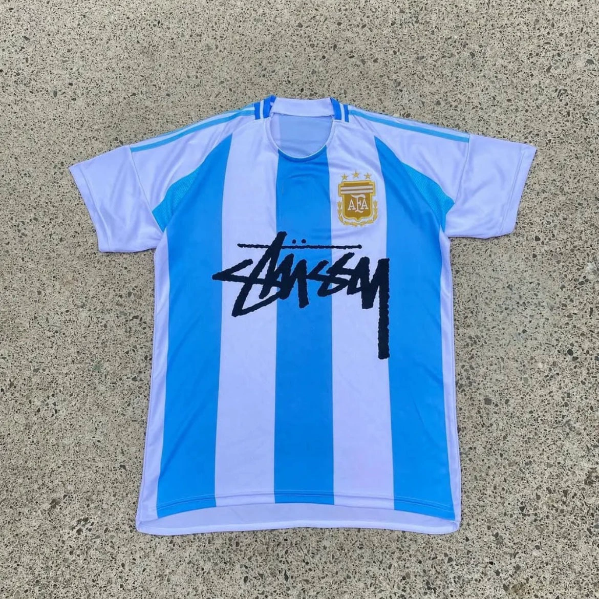 Футболка Stussy Stussy с подписью, Аргентина, Интер, Бразилия, Италия, Фламенго, короткие рукава