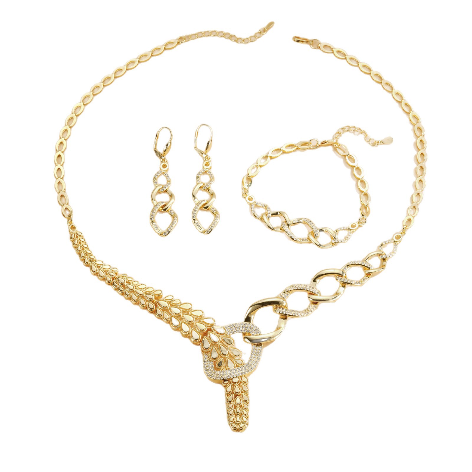 Moda transfronteriza de alta textura vestido de boda joyas collares de diamantes pendientes pulseras anillo conjunto de accesorios de cena image 6