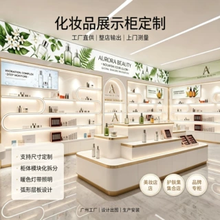 定制高端展柜烤漆展示柜定制化妆品专柜美甲美妆美容院产品柜子厂