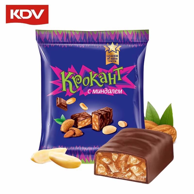 包邮批发俄罗斯原装进口紫皮糖KDV100克巧克力夹心糖果