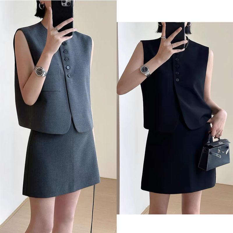 Tencel Wool Three-Dimensional Tailoring Suit Vest Jacket Women's Spring High-Waist Anti-Exposure Short Skirt Suit Skirt Tencel Wool Three-Dimensional Tailoring Suit Vest Jacket Women's Spring High-Waist Anti-Exposure Short Skirt Suit Skirt