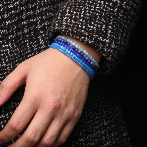 4mm Natural Stone Beads Bracelet for Men, European and American Cross-Border Hot Sale Retro Simple Versatile Elastic Rope Bracelet Wholesale