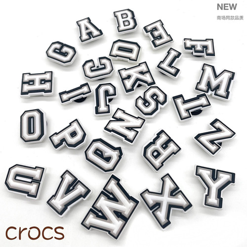 Black and White Letter Hole Shoes Decorations PVC Detachable Shoe Flowers Shoe Ties Personal Garden Shoes Shoe Accessories Wholesale