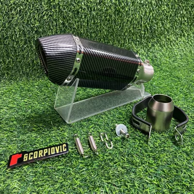 Motorcycle exhaust pipe full imitation carbon fiber small hexagonal 51MM universal 450SR 321R CBR650 GSX250 (Motorcycle exhaust pipe) - fully-imitation-carbon-fiber-small-hexagonal-300mm-diagonal-tail