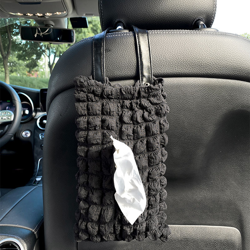 Hanging Bag Funny Car | Che Zai Zhi Jin He Gua Shi Car tissue box/set - puff-black-tissue-box-hanging-style
