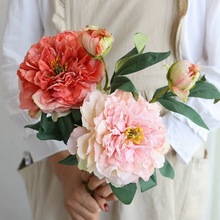 仿真花带苞贵妃牡丹 欧式焦边家居客厅装饰餐桌装饰工程婚庆花艺