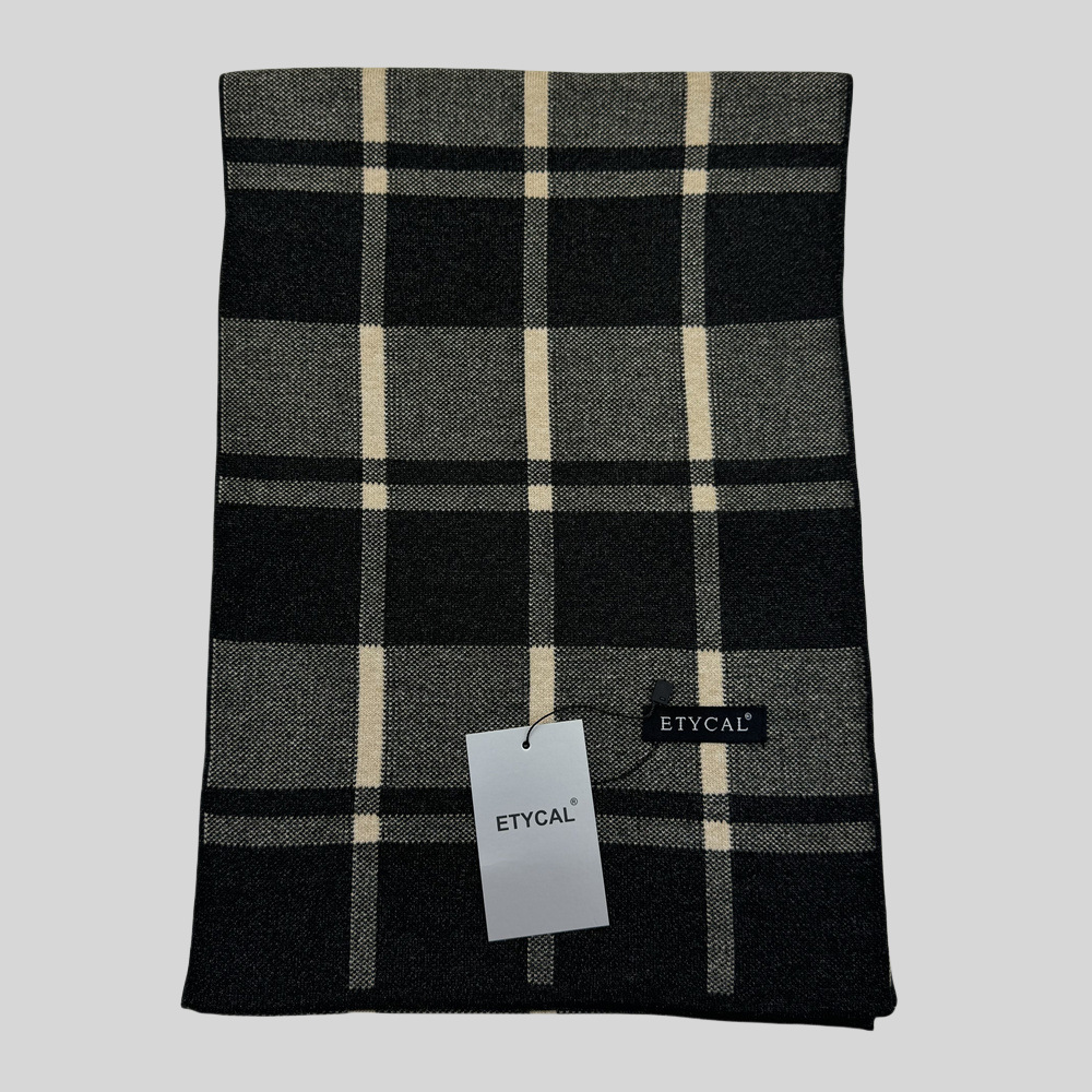 Herbst und Winter Neuer karierter Herrenschal Vielseitiger warmer Strickschal aus Mischgewebe für das Geschäft Einfacher_voghion.com