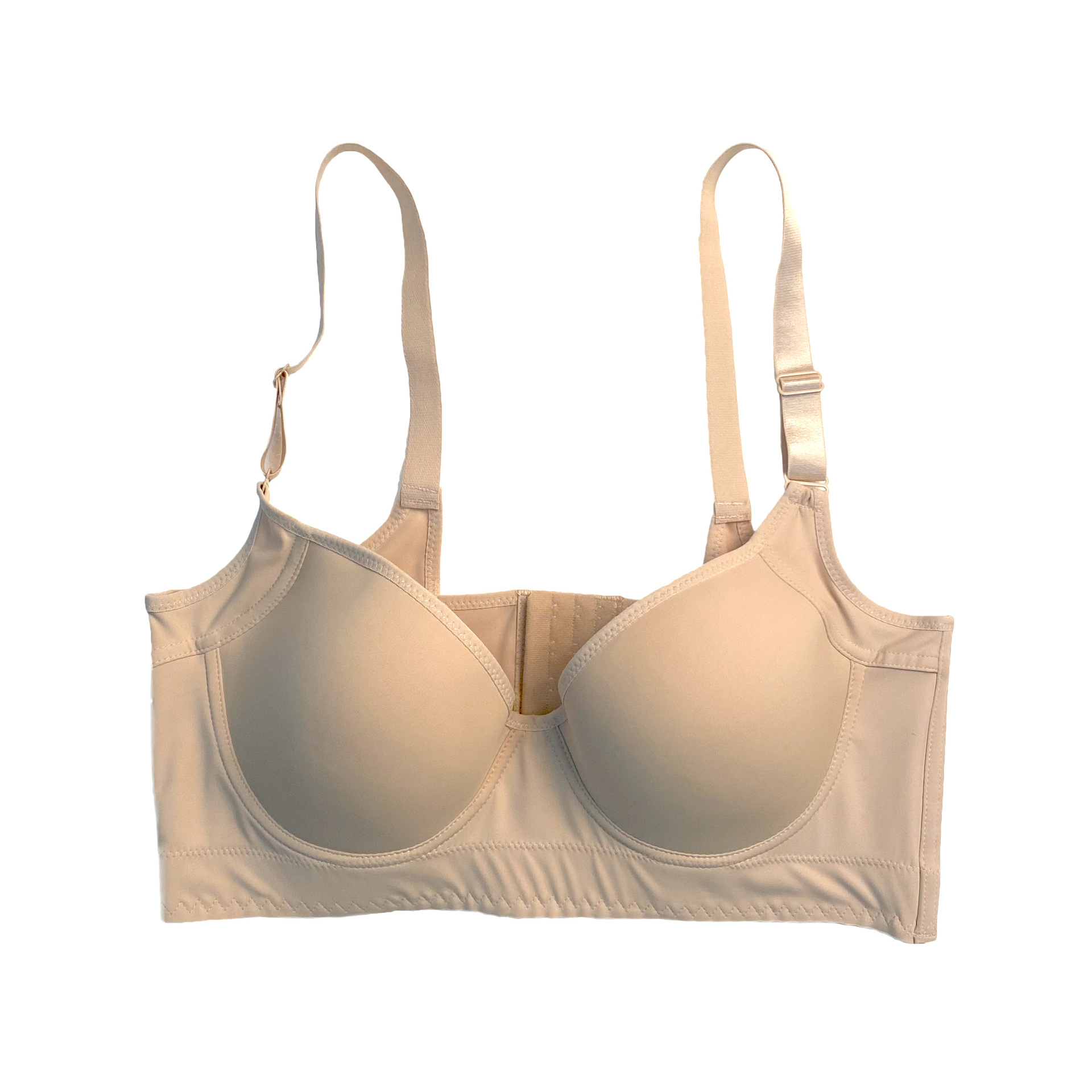 Explosiones transfronterizas de gran tamaño, bra de taza profunda, anillo de acero sin marcas, ropa interior de mujer de botón múltiple, bra anti-caída ajustable