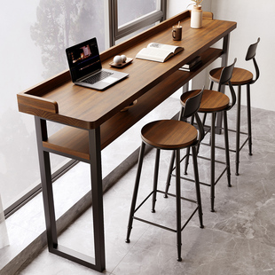 Footrest Against the Window, High and Low High-Legged Table Against the Wall, Narrow Table, Solid Wood Bar Table, Balcony Long Table, Double-Layer Home Long Bench