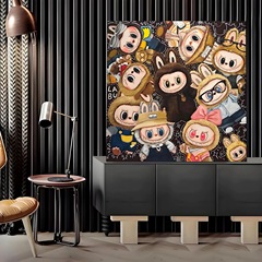 Labubu 漫画絵画 LABUBU リビングルームデスクトップ絵画寝室研究吊り絵画子供部屋壁画子供っぽい