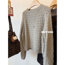MUYANG 高品质 方块编织套头毛衣 插肩袖外穿毛衣女
