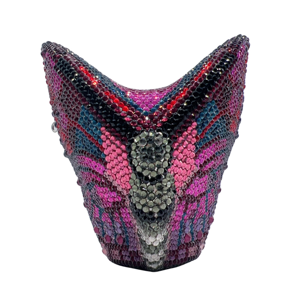 Túi clutch nữ đính pha lê hình bướm dạ hội — Hồng đỏ, Màu đen, Màu xanh lam, Màu tím chi tiết 7
