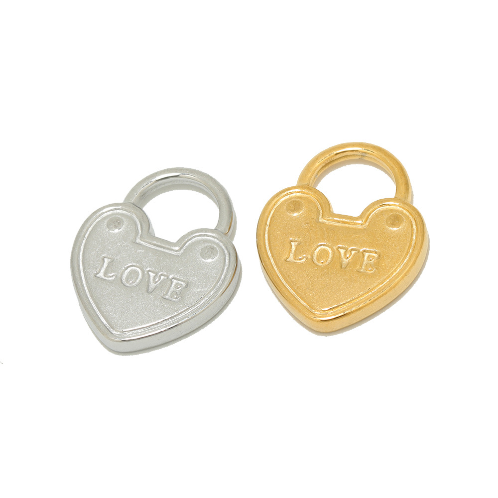 21g Weight 5 PCS/Package 15 * 19mm 304 Stainless Steel Love Heart Shape Lock Pendant