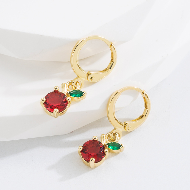 Mode Fruit Le Cuivre Des Boucles D'oreilles Zircon Boucles D'oreilles En Cuivre display picture 5