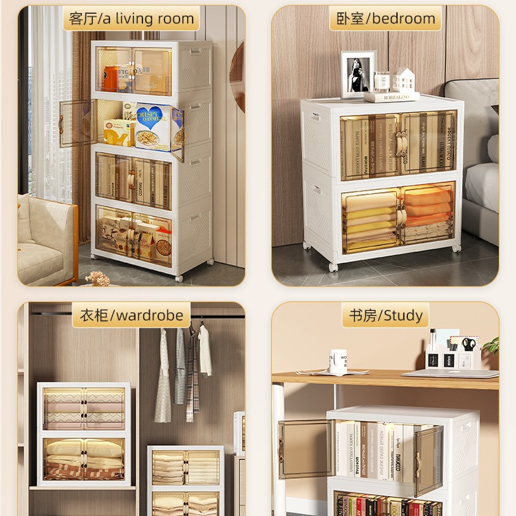 Plegable armario hogar instalación-libre multi-capa transparente armario organización caja ropa edredón snack almacenamiento gabinete