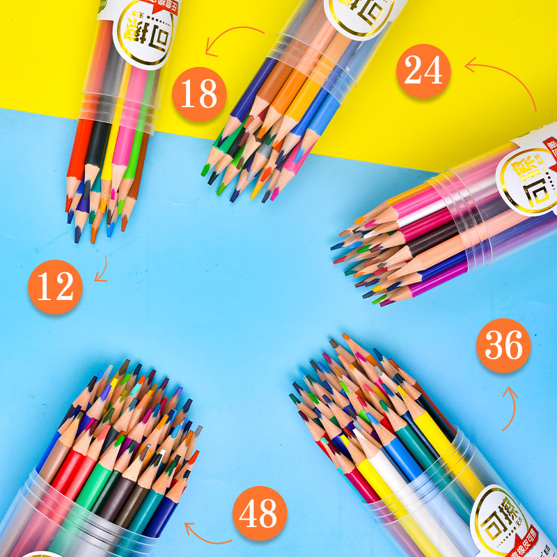 Peng Sheng Erasable Colored Pencils Triangular Shaft Colored Pencils 48 Colors 12 Children's Elementary School Students Graffiti Drawing Pens Stationery Wholesale