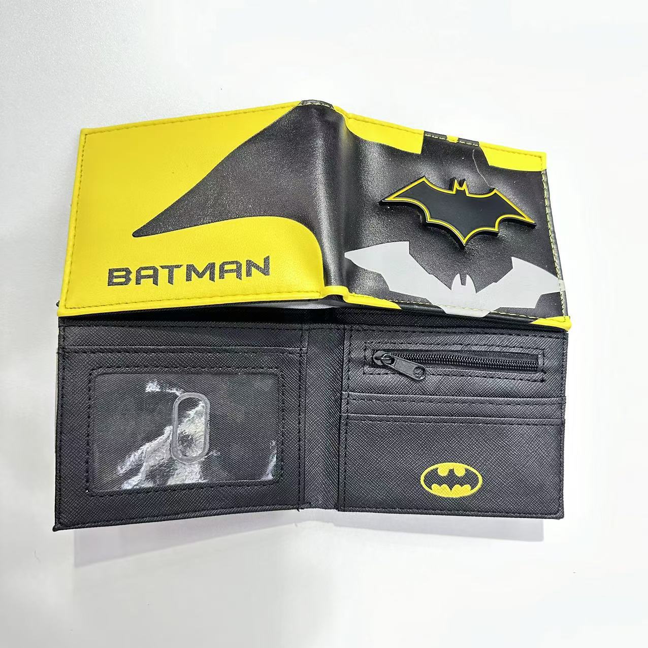 Monedero de metal de superhéroe Batman Spider-Man Capitán América Paquete de tarjeta de monedero de cuero de metal en relieve