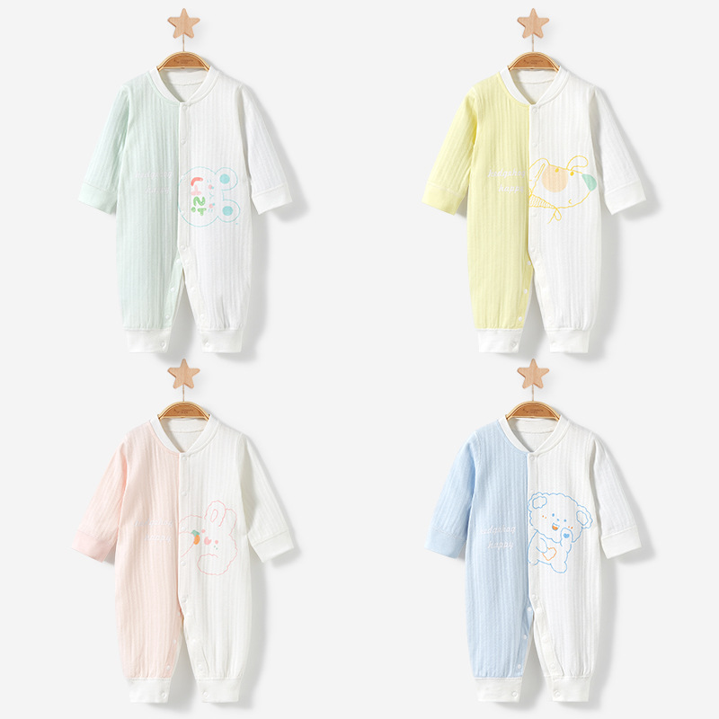 Mono para bebé para primavera, otoño e invierno, capa base cálida de algodón puro para recién nacidos, conjunto de otoño para niños pequeños, pelele unisex, ropa para bebé. image 2