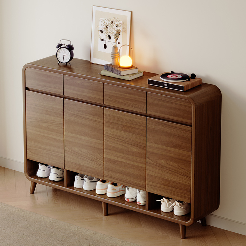 大容量实木色鞋柜门口家用入户楼道外玄关柜一体收纳储物新款鞋架