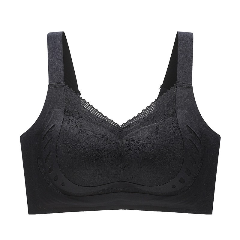 Gran tamaño de encaje de elevación de ropa interior damas delgada, pecho grande y pequeño, sujetador de colapso de pecho anti-caída, sujetador de soporte superior