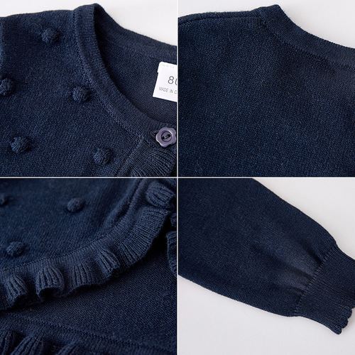 Spring and Autumn New Pure Cotton Ball Children's Sweater Jacket Category A Baby Shawl Thin Girls Knitted Cardigan