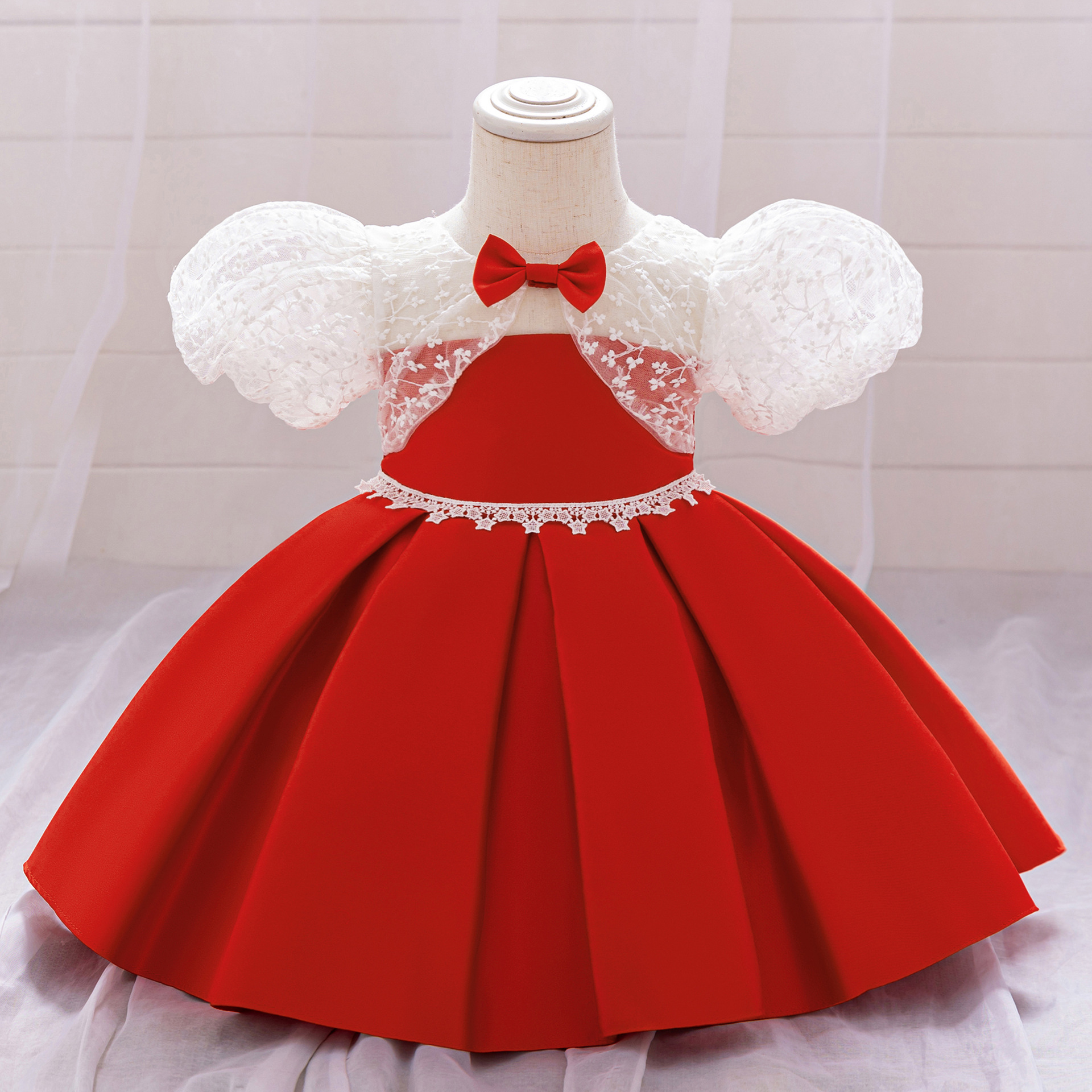 Nuevo vestido de princesa de niña transfronterizo vestido de satén bra vestido de aniversario